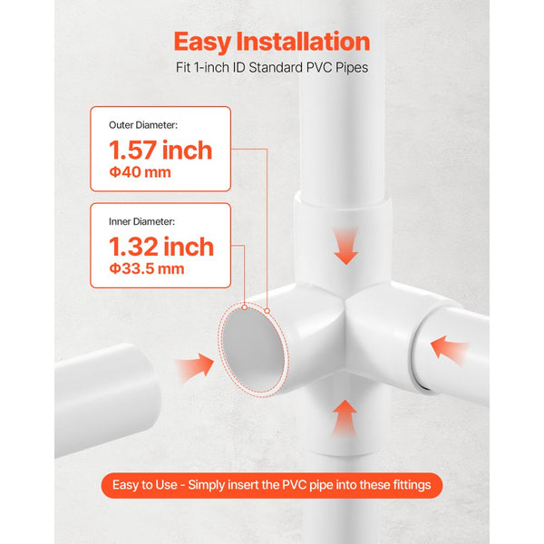 Vevor PVC Fittings 4-Way 1