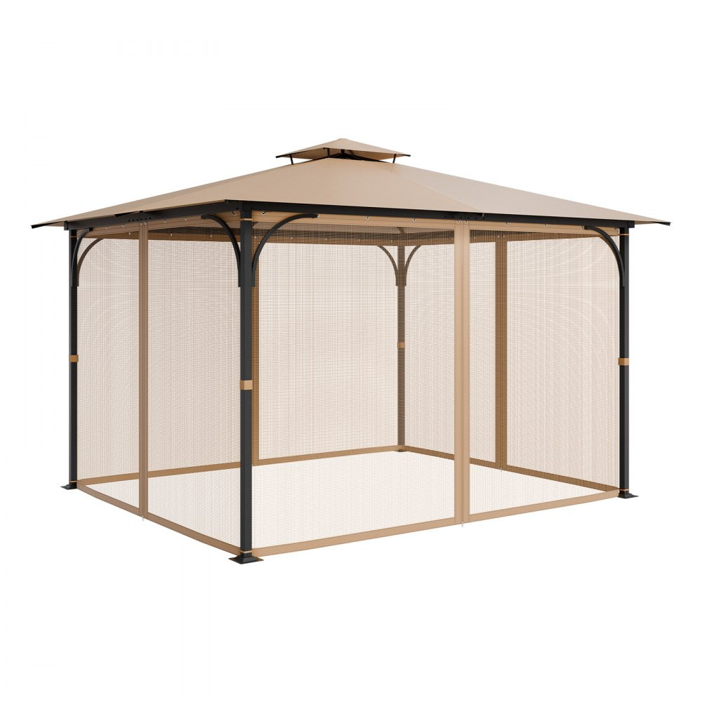 VEVOR Gazebo Netting Replacement, Fit Most 10 x 12 x 7.3 FT Gazebo, Outdoor Garden Gazebo Net, 4-Panel Sidewall Mesh Gazebo Curtain, Patio Midge Netting with Double Zipper, Canopy Screen (Netting Only)