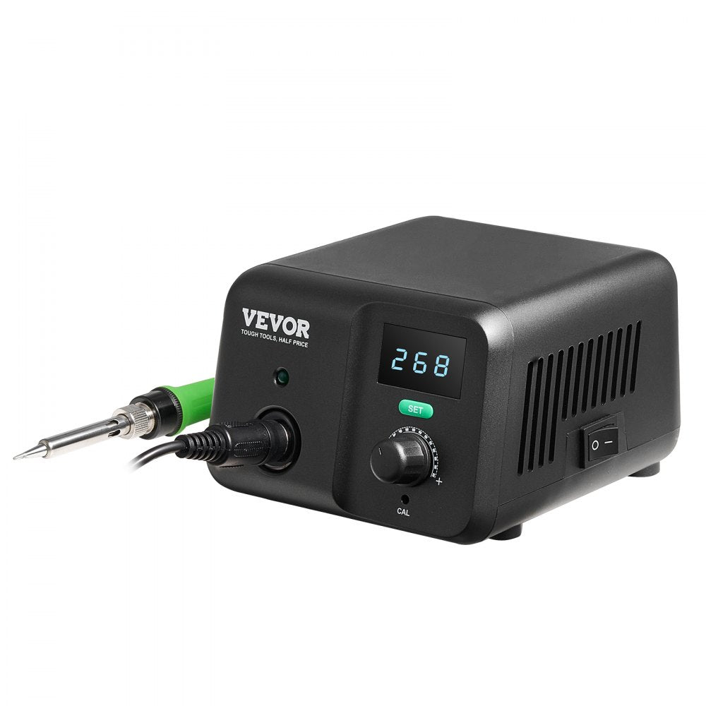 VEVOR Soldering Iron Station, 70W Digital Display Soldering Station Kit, 122°F- 932°F Temp Control & Built-in Transformer, Auto Standby & Sleep Mode, with 5 Soldering Tips, 10g Solder Wire, Tweezers