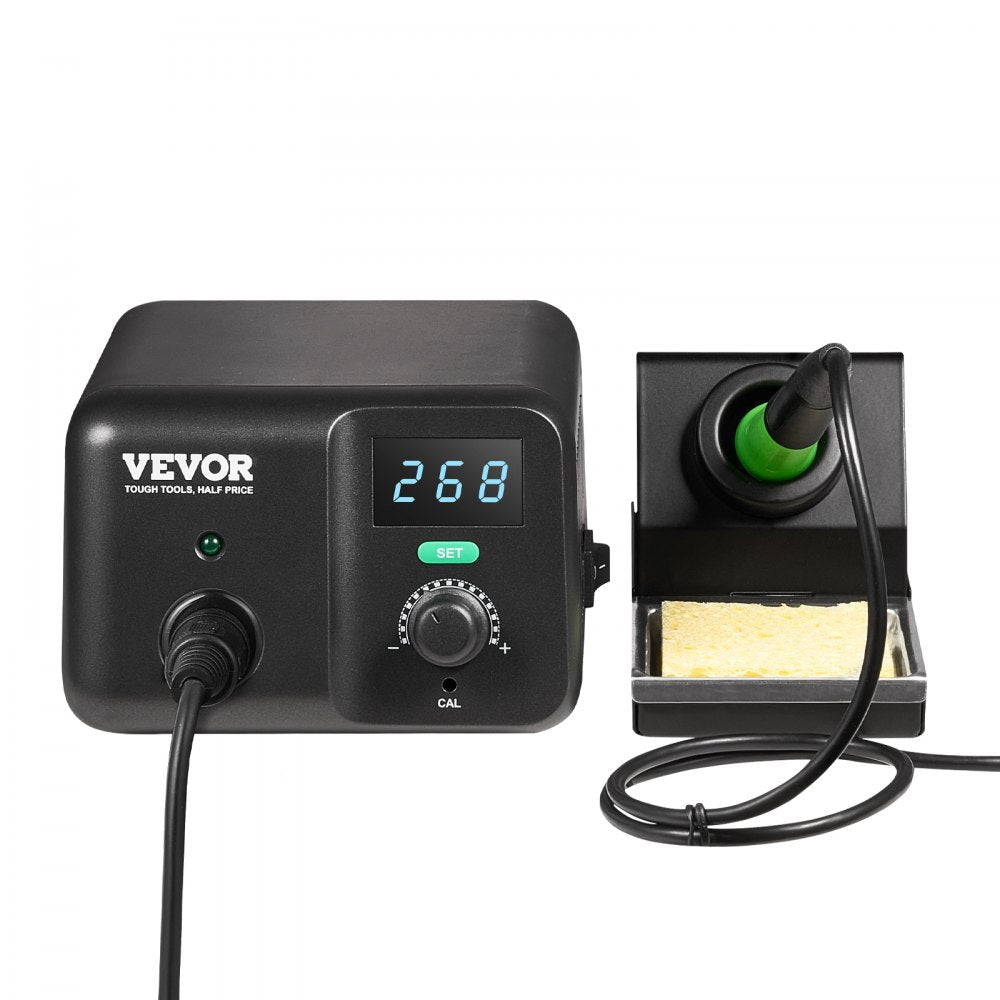 VEVOR Soldering Iron Station, 70W Digital Display Soldering Station Kit, 122°F- 932°F Temp Control & Built-in Transformer, Auto Standby & Sleep Mode, with 5 Soldering Tips, 10g Solder Wire, Tweezers