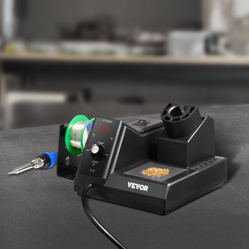 VEVOR Soldering Iron Station, 80W Digital Display Soldering Station Kit with 5 Soldering Tips, 30g Solder Wire, Solder Sucker, Tweezer, Tip Cleaner, Auto Standby & Sleep Mode, °C/°F Conversion
