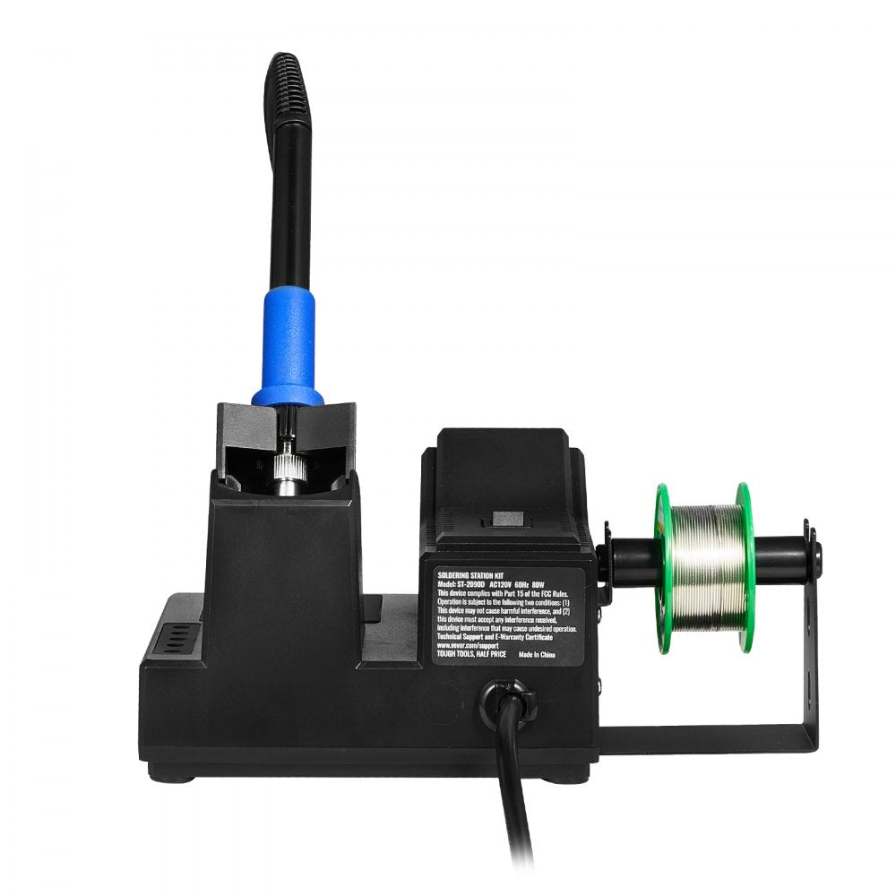 VEVOR Soldering Iron Station, 80W Digital Display Soldering Station Kit with 5 Soldering Tips, 30g Solder Wire, Solder Sucker, Tweezer, Tip Cleaner, Auto Standby & Sleep Mode, °C/°F Conversion