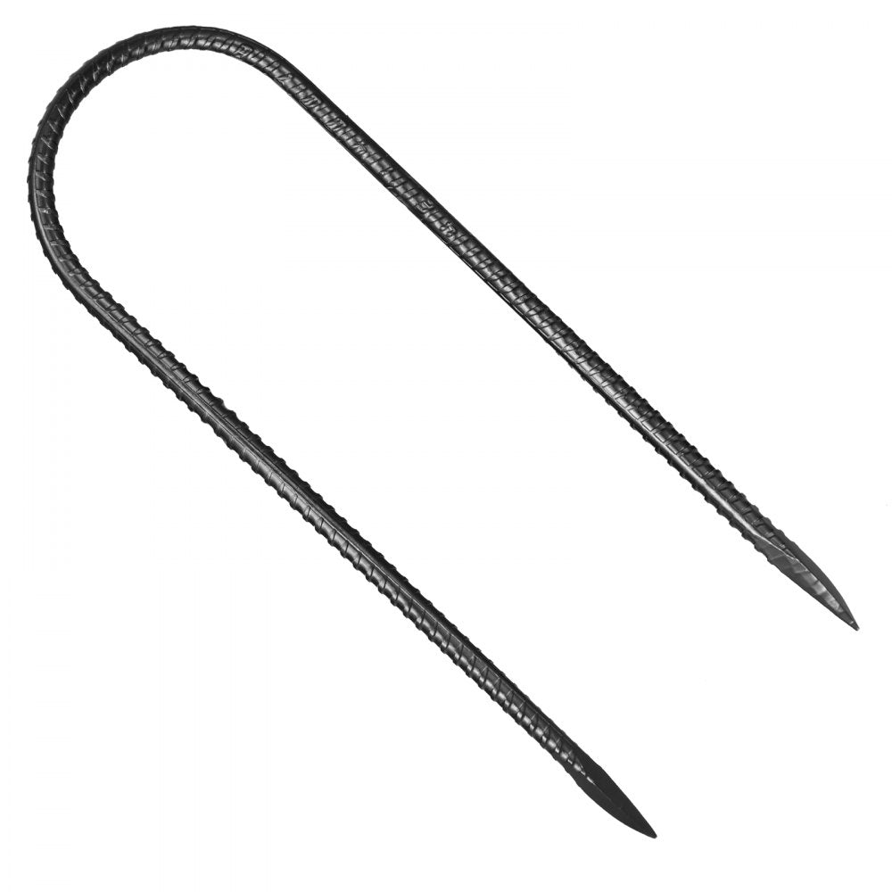 VEVOR Rebar Stakes, 12-Inch, Heavy-Duty 0.32 in Diameter U Shape, Galvanized Steel Ground Anchors with Chisel Point End & Rust-Resistant Coating, for Gardening Support, Fence, Camping Tents (8-Pack)