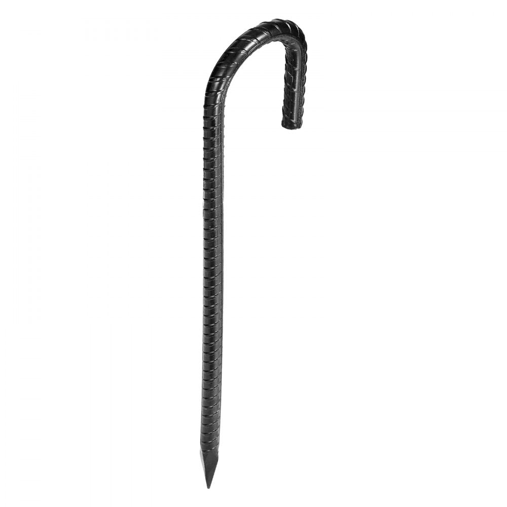 VEVOR Rebar Stakes, 12-Inch, Heavy-Duty 0.4 in Diameter J Hook, Galvanized Steel Ground Anchors with Chisel Point End & Rust-Resistant Coating, for Gardening Support, Fence, Camping Tents (16-Pack)