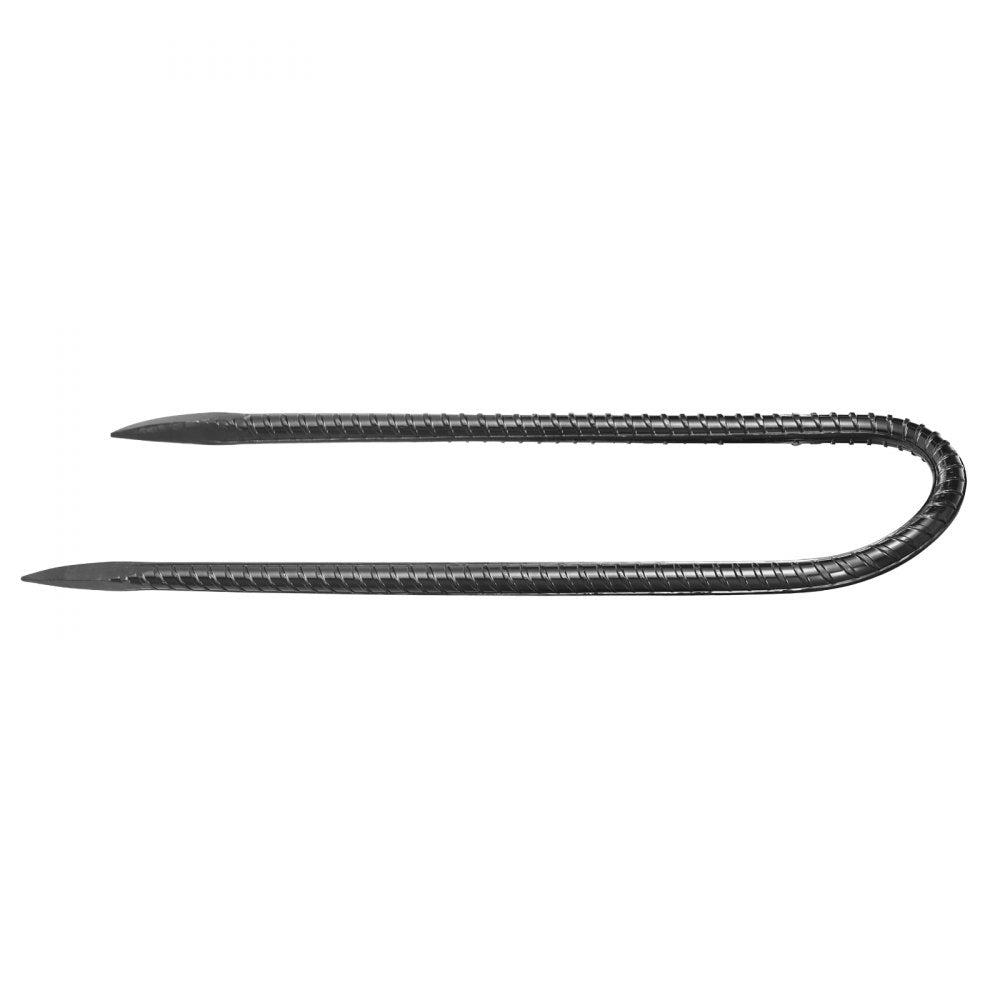 VEVOR Rebar Stakes, 10-Inch, Heavy-Duty 0.32 in Diameter U Shape, Galvanized Steel Ground Anchors with Chisel Point End & Rust-Resistant Coating, for Gardening Support, Fence, Camping Tents (12-Pack)