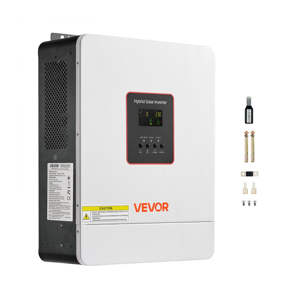 VEVOR 4000W Single-Phase Hybrid Solar Inverter, 24V DC to 230V AC, Pure Sine Wave Power Inverter with Built-in 120A MPPT Solar Controller, WiFi Module, for Lead Acid/Lithium Battery Off-Grid
