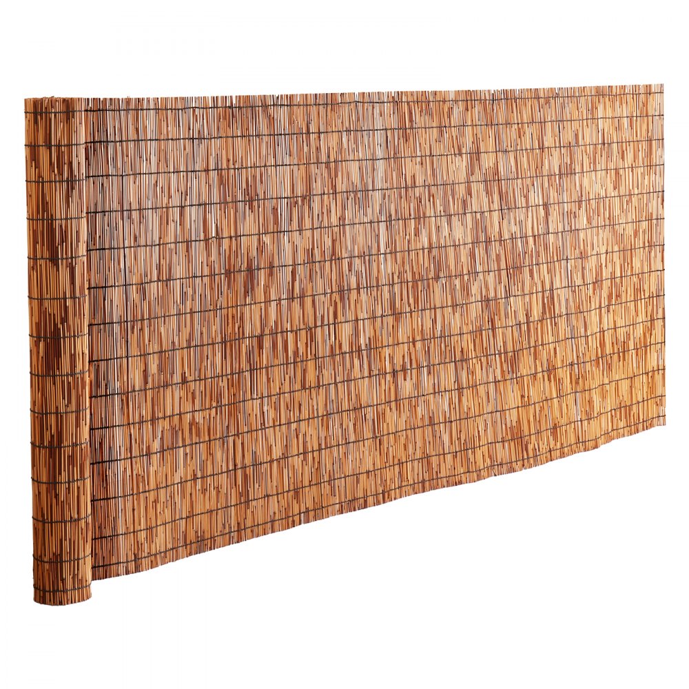 VEVOR Natural Reed Fencing, 5.5 ft x 16.4 ft, Reed Screen Curtain Balcony Reed Fence Roll for Outdoor Backyard Patio, Decorative Fence for Backyard Garden Fencing Divider, Privacy Screen Panel, Brown