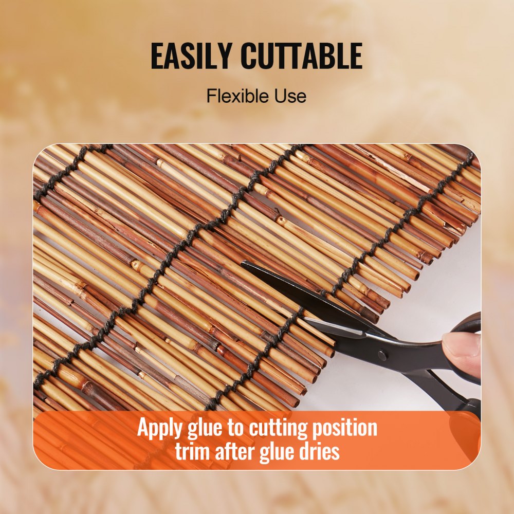 VEVOR Natural Reed Fencing, 4 ft x 16.4 ft, 2 Pack Reed Screen Curtain Balcony Reed Fence Roll for Outdoor Backyard Patio, Decorative Fence for Backyard Garden Fencing Divider, Privacy Panel, Brown