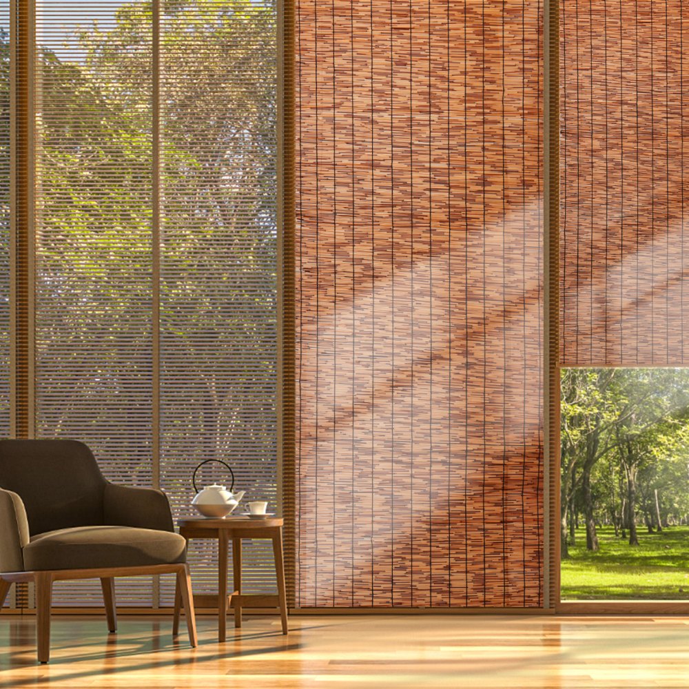 VEVOR Natural Reed Fencing, 4 ft x 16.4 ft, 2 Pack Reed Screen Curtain Balcony Reed Fence Roll for Outdoor Backyard Patio, Decorative Fence for Backyard Garden Fencing Divider, Privacy Panel, Brown