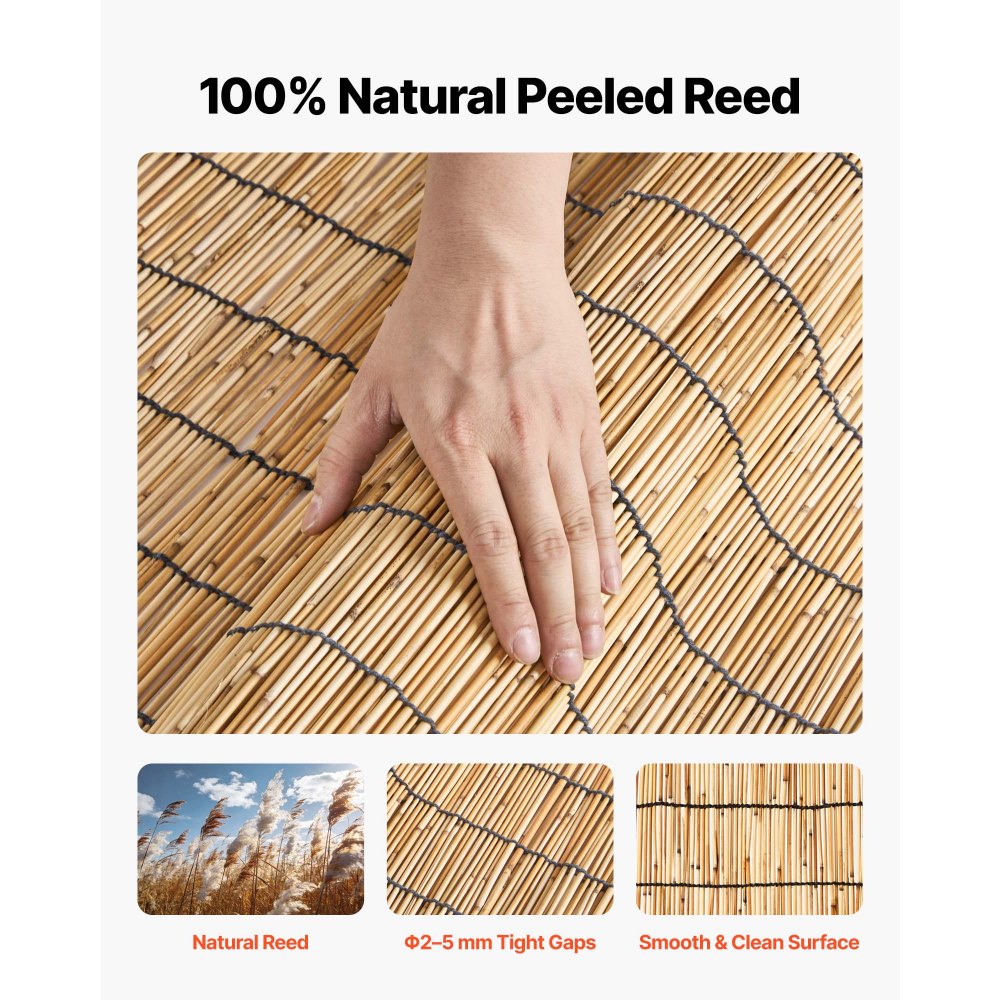 VEVOR Natural Reed Fencing, 4 ft x 16.4 ft, Decorative Natural Reed Fencing Roll, Decorative Fence for Backyard Garden Divider, Privacy Screen Panel Curtain for Balcony Patio Garden Backyard Outdoor