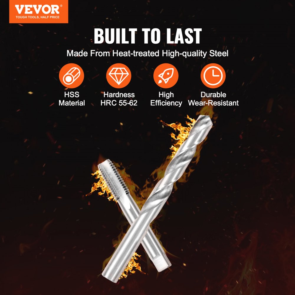 VEVOR Helicoil Thread Repair Kit, 131-Piece SAE HSS Drill Helicoil Repair Kit, 1/4" 5/16" 3/8" 7/16" 1/2"UNC Rethreading Tool Kit with Drill Bits Thread Inserts Taps Breakoff Installation Tools