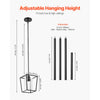VEVOR 1-Light Black Pendant Light, 1 Pack, Farmhouse Iron Cage Metal Pendant Lighting with Clear Glass Shade, Adjustable Height Hanging Ceiling Lighting for Bedroom, Hallway, Entryway, Kitchen