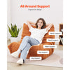 VEVOR Bean Bag Chair, L-Shaped Bean Bag Chair with Soft Armrests and Storage Pocket, 25D Memory Foam Filled with Soft Teddy Velvet Cover, Bean Bag for Bedroom or Playroom, Brown