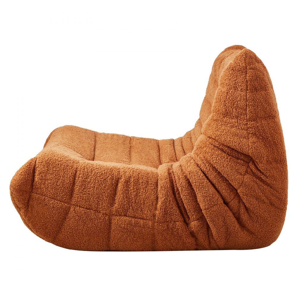VEVOR Bean Bag Chair, L-Shaped Bean Bag Chair with Soft Armrests and Storage Pocket, 25D Memory Foam Filled with Soft Teddy Velvet Cover, Bean Bag for Bedroom or Playroom, Brown