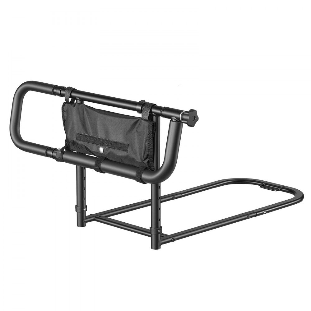 VEVOR Bed Rails for Elderly Adults Folding Bed Side Assist Rail for Seniors, Length & Height Adjustable, High-Strength Steel Bed Cane with Storage Pocket, Fits King Queen Full Twin Bed, 300LBS Support