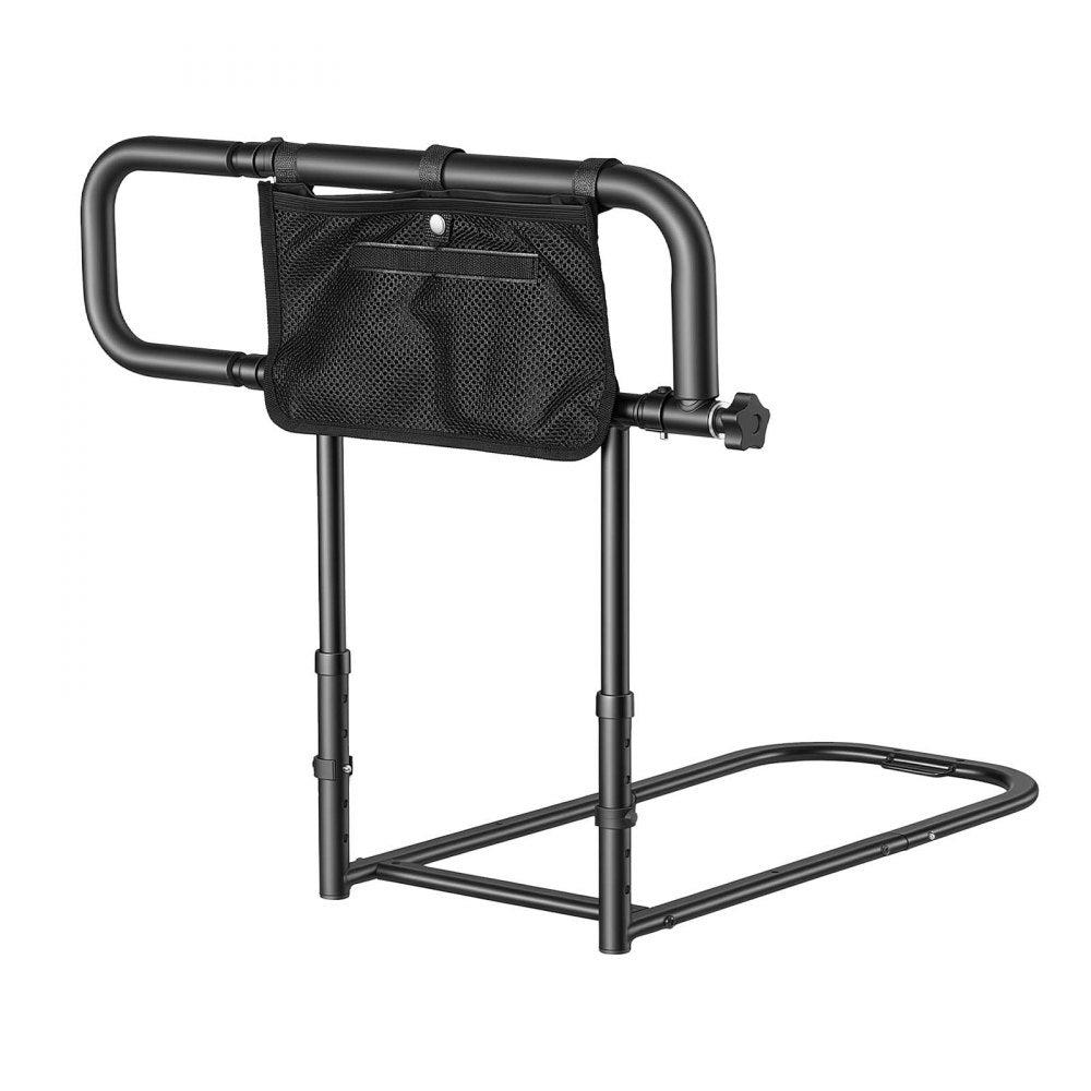 VEVOR Bed Rails for Elderly Adults Folding Bed Side Assist Rail for Seniors, Length & Height Adjustable, High-Strength Steel Bed Cane with Storage Pocket, Fits King Queen Full Twin Bed, 300LBS Support
