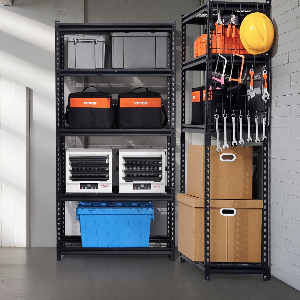 VEVOR Storage Shelves, 2000 lbs, 5 Tier Heavy Duty Garage Shelving, 16" D x 36" W x 72" H Adjustable Metal Shelves for Industrial Shelving Unit Utility Shelf, for Kitchen, Warehouse, Basement, Black