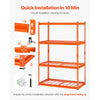 VEVOR Storage Shelves, 2400 lbs, 4 Tier Heavy Duty Garage Shelving, 20" D x 40" W x 60" H Adjustable Metal Shelves for Industrial Shelving Unit Utility Shelf, for Kitchen, Warehouse, Basement, Orange