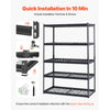 VEVOR Storage Shelves, 3000 lbs, 5 Tier Heavy Duty Garage Shelving, 24" D x 48" W x 72" H Adjustable Metal Shelves for Industrial Shelving Unit Utility Shelf, for Kitchen, Warehouse, Basement, Black