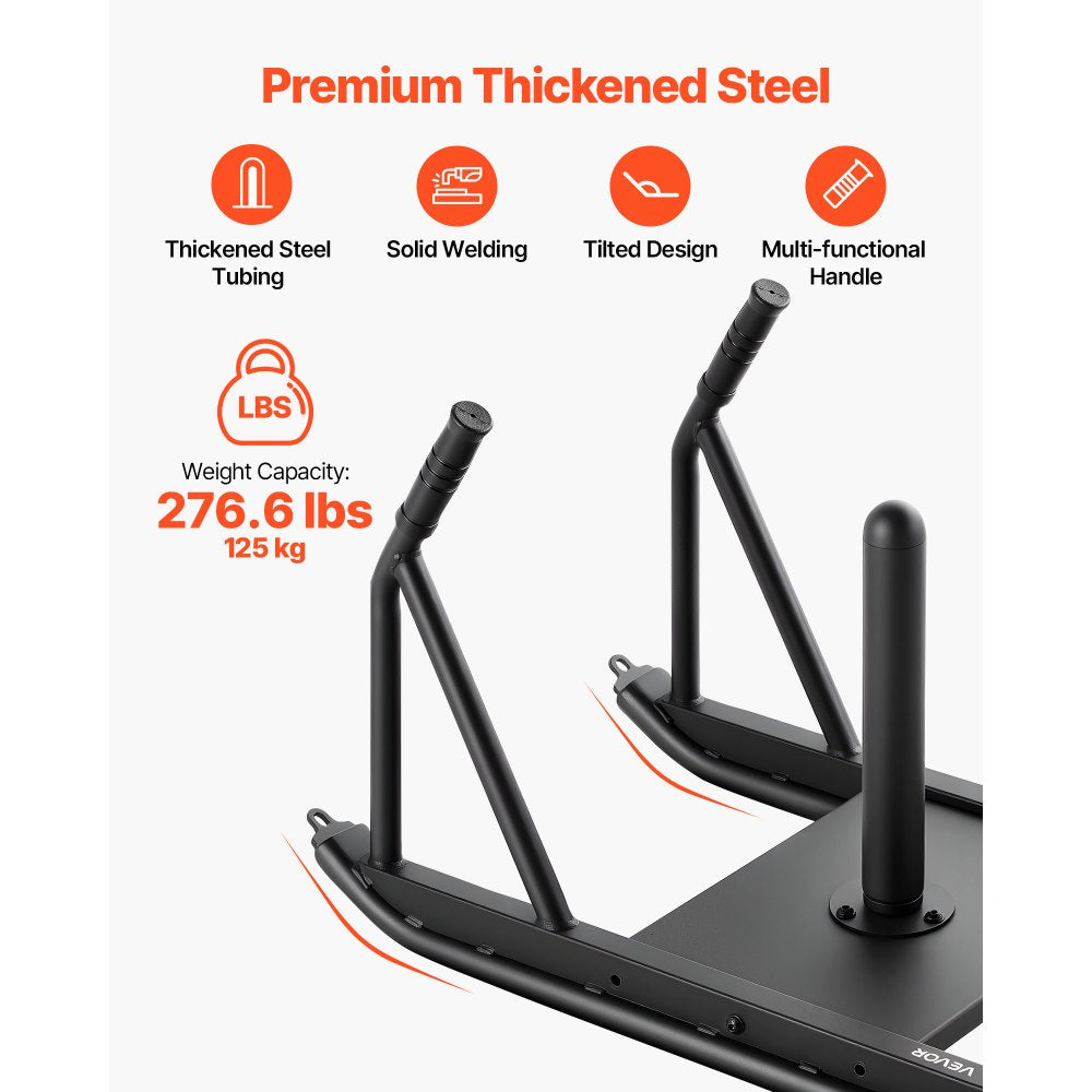 VEVOR Weight Sled, Steel Power Sled, Fitness Strength Training Sleds for Athletic Exercise Speed Improvement, Workout Fitness Equipment with Handle, Compatible with 1/2 in Weight Plates, Black