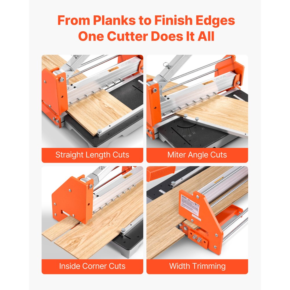 VEVOR 12 inch Vinyl Floor Cutter, 16mm Thick Laminate Flooring Cutter with Upgraded Labor-Saving Aluminum-Alloy Lever, Telescoping Support Plate, Cuts Engineered Wood, LVT, VCT, SPC, LVP, WPC