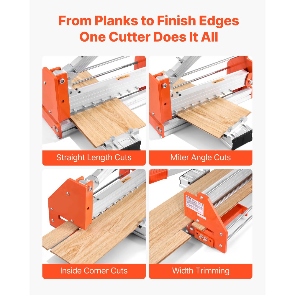 VEVOR 12 inch Vinyl Floor Cutter, 12mm Thick Laminate Flooring Cutter with Upgraded Labor-Saving Aluminum-Alloy Lever, Telescoping Support Plate, Cuts Certain Engineered Wood, LVT, VCT, SPC, LVP, WPC