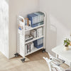 VEVOR Rolling Library Book Cart, 330 lbs Capacity, 30.3 x 15 x 48.0-Inch Library Cart, Single Sided L-Shaped Shelves with 3-Inch Lockable Wheels, Book Truck for Home Shelves Office and School, White