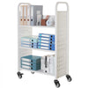 VEVOR Rolling Library Book Cart, 330 lbs Capacity, 30.3 x 15 x 48.0-Inch Library Cart, Single Sided L-Shaped Shelves with 3-Inch Lockable Wheels, Book Truck for Home Shelves Office and School, White