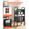 VEVOR Rolling Library Book Cart, 150 lbs Capacity, 17.7 x 13.0 x 34.6-Inch Library Cart, Double Sided L-Shaped Shelves with 2-Inch Lockable Wheels, Book Truck for Home Shelves Office and School, Black