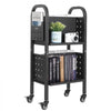 VEVOR Rolling Library Book Cart, 150 lbs Capacity, 17.7 x 13.0 x 34.6-Inch Library Cart, Double Sided L-Shaped Shelves with 2-Inch Lockable Wheels, Book Truck for Home Shelves Office and School, Black