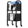 VEVOR Rolling Library Book Cart, 150 lbs Capacity, 17.7 x 13.0 x 34.6-Inch Library Cart, Double Sided L-Shaped Shelves with 2-Inch Lockable Wheels, Book Truck for Home Shelves Office and School, Black