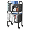 VEVOR Rolling Library Book Cart, 150 lbs Capacity, 17.7 x 13.0 x 34.6-Inch Library Cart, Double Sided L-Shaped Shelves with 2-Inch Lockable Wheels, Book Truck for Home Shelves Office and School, Black