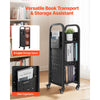 VEVOR Rolling Library Book Cart, 220 lbs Capacity, 12.6 x 13.8 x 36.8-Inch Library Cart, Single Sided L-Shaped Shelves with 2-Inch Lockable Wheels, Book Truck for Home Shelves Office and School, Black