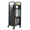 VEVOR Rolling Library Book Cart, 220 lbs Capacity, 12.6 x 13.8 x 36.8-Inch Library Cart, Single Sided L-Shaped Shelves with 2-Inch Lockable Wheels, Book Truck for Home Shelves Office and School, Black