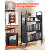 VEVOR Rolling Library Book Cart, 330 lbs Capacity, 30.3 x 15 x 48.0-Inch Library Cart, Single Sided L-Shaped Shelves with 3-Inch Lockable Wheels, Book Truck for Home Shelves Office and School, Black
