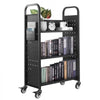 VEVOR Rolling Library Book Cart, 330 lbs Capacity, 30.3 x 15 x 48.0-Inch Library Cart, Single Sided L-Shaped Shelves with 3-Inch Lockable Wheels, Book Truck for Home Shelves Office and School, Black