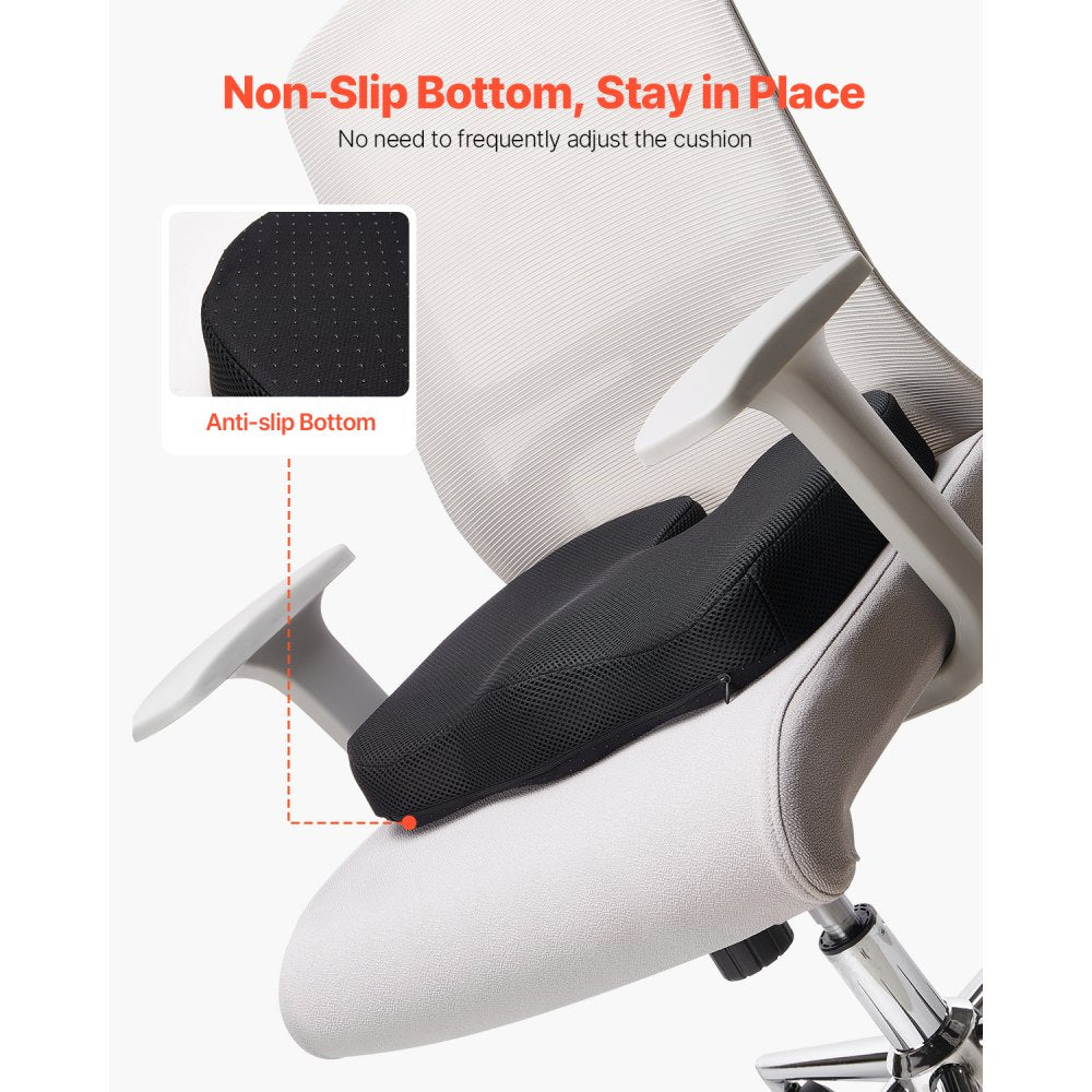 VEVOR Seat Cushion, Cooling Gel + Memory Foam Seat Cushion, Pressure-Relief Wheelchair Seat Pad with U-Shaped Cutout & Removable Cover, Lightweight and Portable for Travel, Car, Office, Airplane