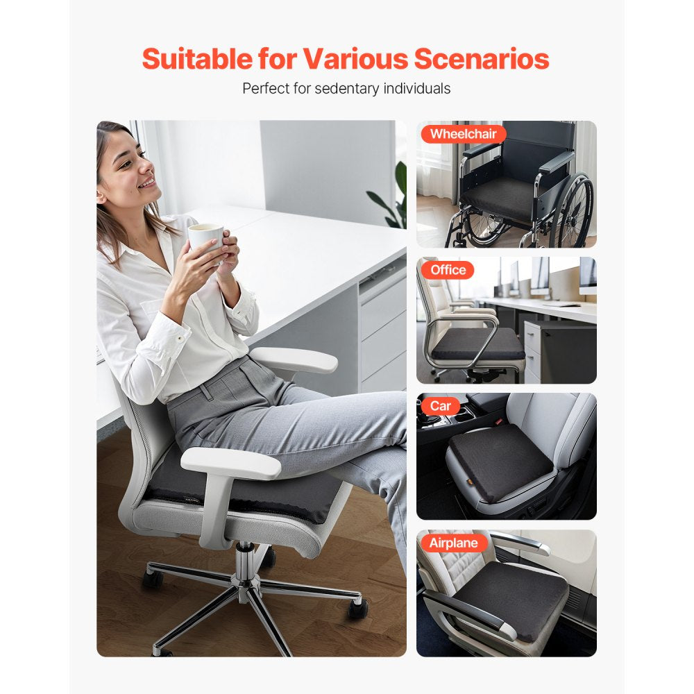 VEVOR Seat Cushion, Cooling Gel Seat Cushion for Pressure Relief, Soft & Breathable Wheelchair Seat Pad with Removable Cover, Lightweight and Portable for Office, Travel, Car, Airplane