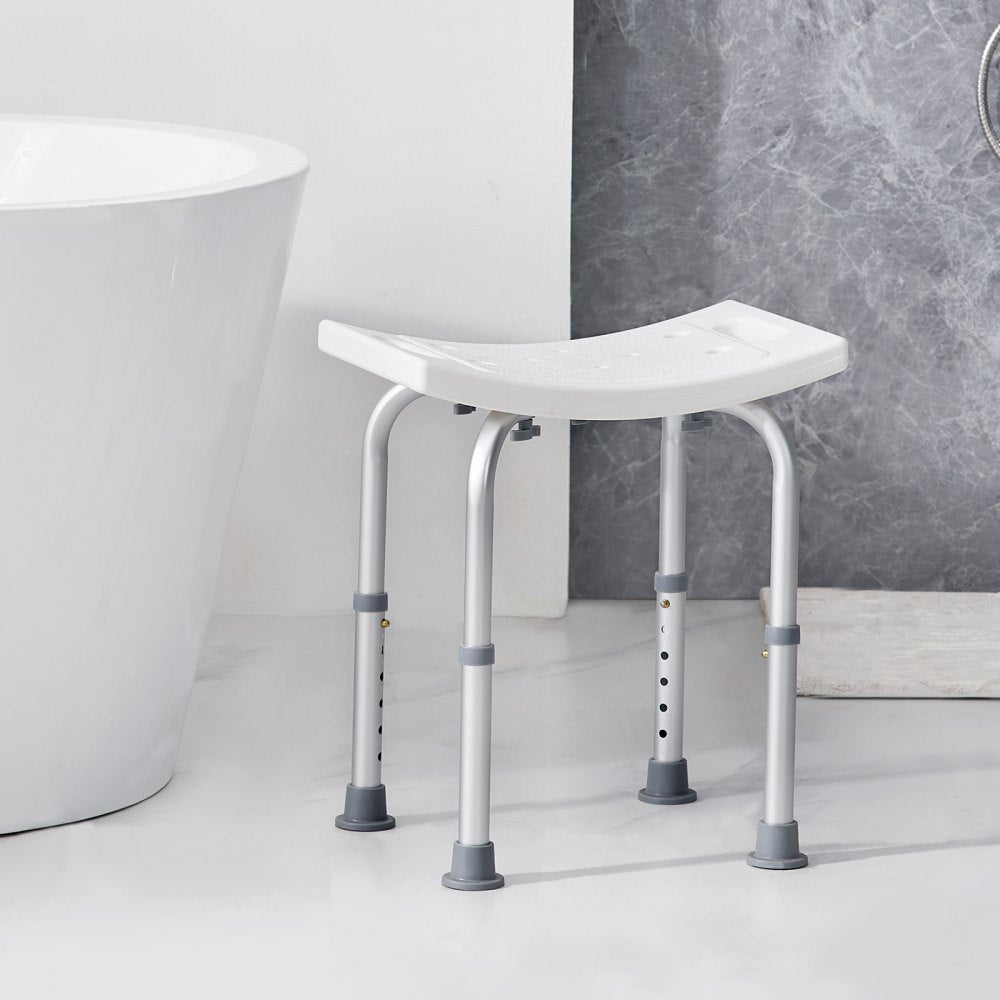 VEVOR Shower Chair, Adjustable Height Shower Stool with Built-in Handles, Shower Seat for Inside Shower or Tub, Non-Slip Bench Bathtub Stool Seat for Elderly Disabled Handicap, 158.8 kg Capacity