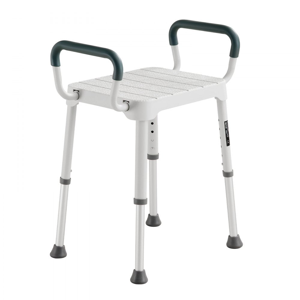 VEVOR Shower Chair with Armrest, 6-Level Height Adjustable Bath Seat for Inside Shower or Tubs, Non-Slip Bathroom Bathtub Chair for Elderly Disabled Injured, 400LBS Capacity