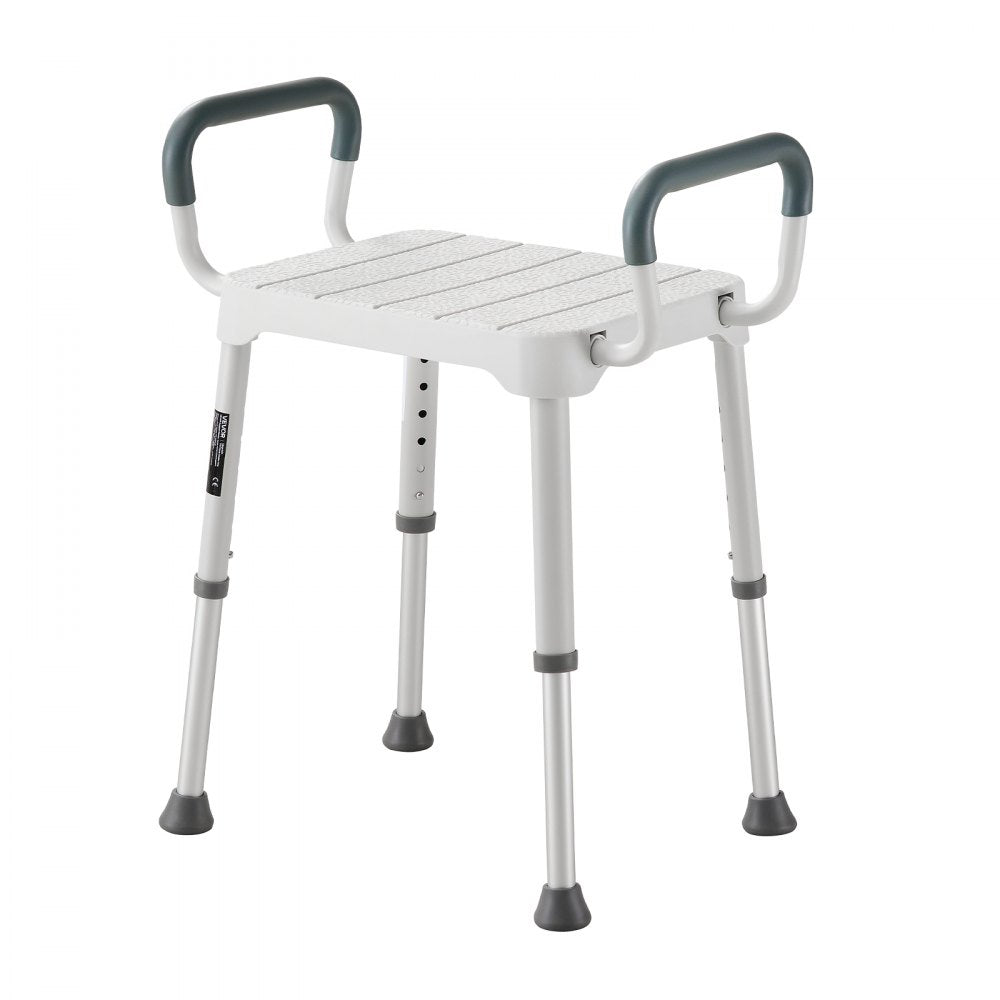 VEVOR Shower Chair with Armrest, 6-Level Height Adjustable Bath Seat for Inside Shower or Tubs, Non-Slip Bathroom Bathtub Chair for Elderly Disabled Injured, 400LBS Capacity