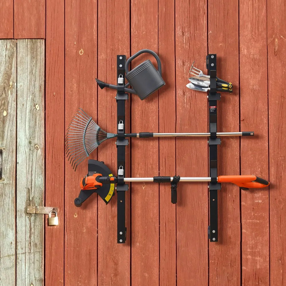 VEVOR Trimmer Rack, 3 Place Weeder Trimmer Rack, Trim Holder Trailer Rack with Zinc Alloy Password Lock, Wall-mounted or Mount on Enclosed Trailer Landscape Weed Eater, Pair