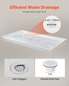 VEVOR Shower Pan drainage illustration with included drain cover and anti-clog hair cover