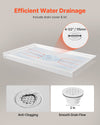 VEVOR shower pan drainage illustration with included drain cover and anti-clog hair cover