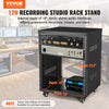VEVOR 12U AV Rack Stand, 300 lbs Capacity, Network Stereo Recording Studio Rack with Lockable Caster Wheels Round & Square Holes, Special Vents for 19" Audio Video Musical & IT Equipment Mounting