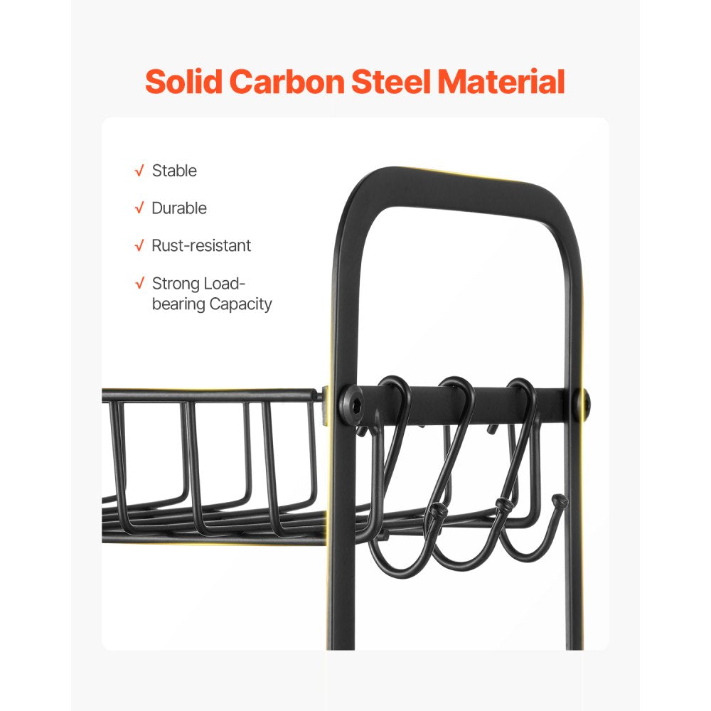 VEVOR 2 Tier Coffee Bar Organizer for Countertop, Multifunctional Mug Holder and Coffee Station, 12 Movable Hooks and 2 Shelves for Coffee Accessories Storage and Display, Home Office (Matte Black)