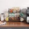 VEVOR 2 Tier Coffee Bar Organizer for Countertop, Multifunctional Mug Holder and Coffee Station, 12 Movable Hooks and 2 Shelves for Coffee Accessories Storage and Display, Home Office (Matte Black)