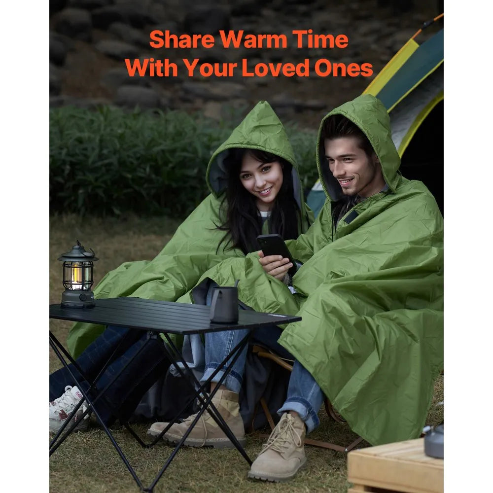 VEVOR Camping Blanket, Large Warm Wearable Stadium Blanket, Waterproof & Windproof, Polyester Fleece, Flame Retardant, Great for Outdoors, Picnics, Hiking, Sports Events, Travel, 79" x 59", Army Green