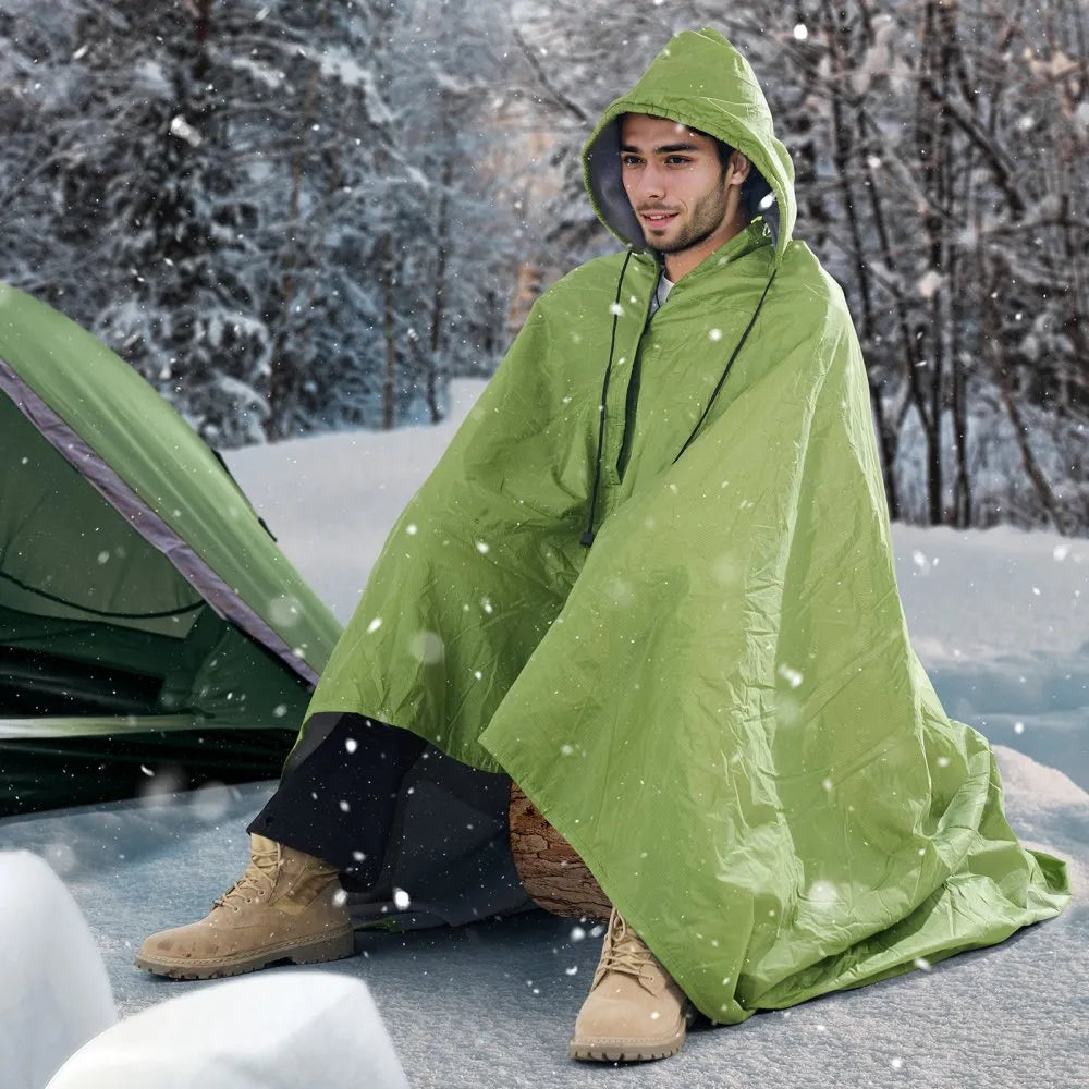 VEVOR Camping Blanket, Large Warm Wearable Stadium Blanket, Waterproof & Windproof, Polyester Fleece, Flame Retardant, Great for Outdoors, Picnics, Hiking, Sports Events, Travel, 79" x 59", Army Green