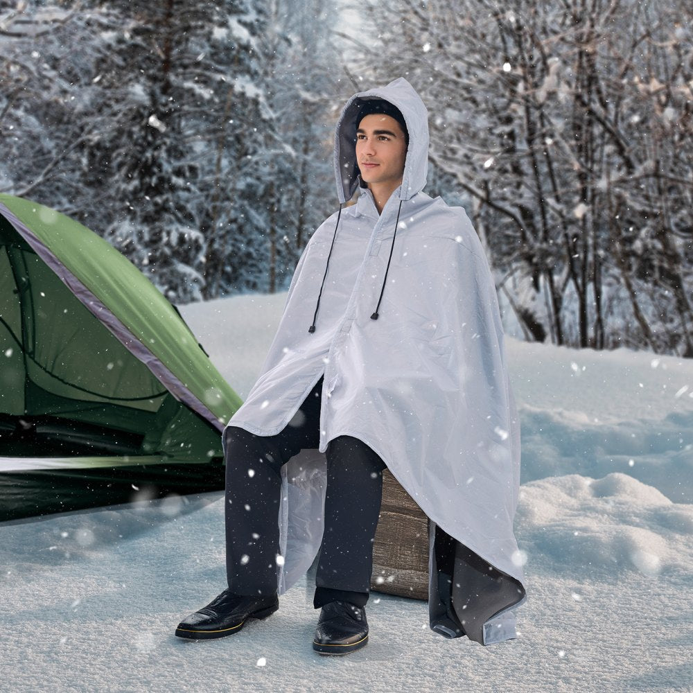 VEVOR Camping Blanket, Large Warm Wearable Stadium Blanket, Waterproof & Windproof, Polyester Fleece, Flame Retardant, Great for Outdoors, Picnics, Hiking, Sports Events, Travel, 79" x 59", Light Grey